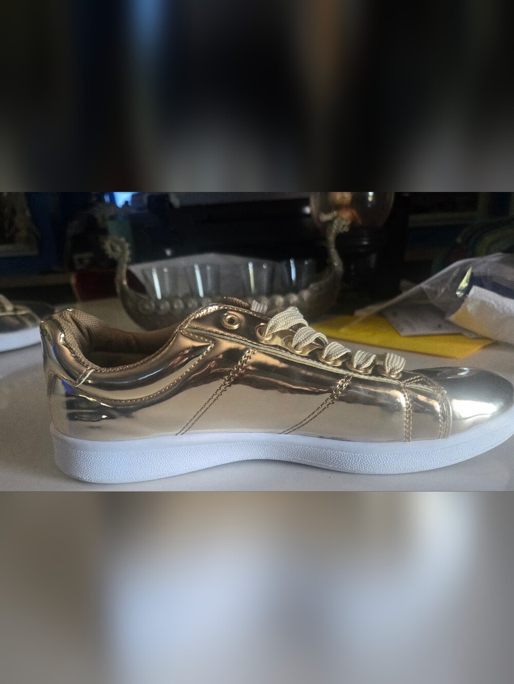 Victory Women's Metallic Gold Low-Top Sneakers. Size 8.  Worn Once